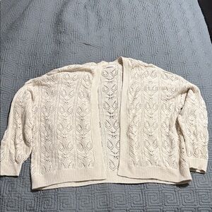 LC Lauren Conrad Cream Open-Front Cardigan